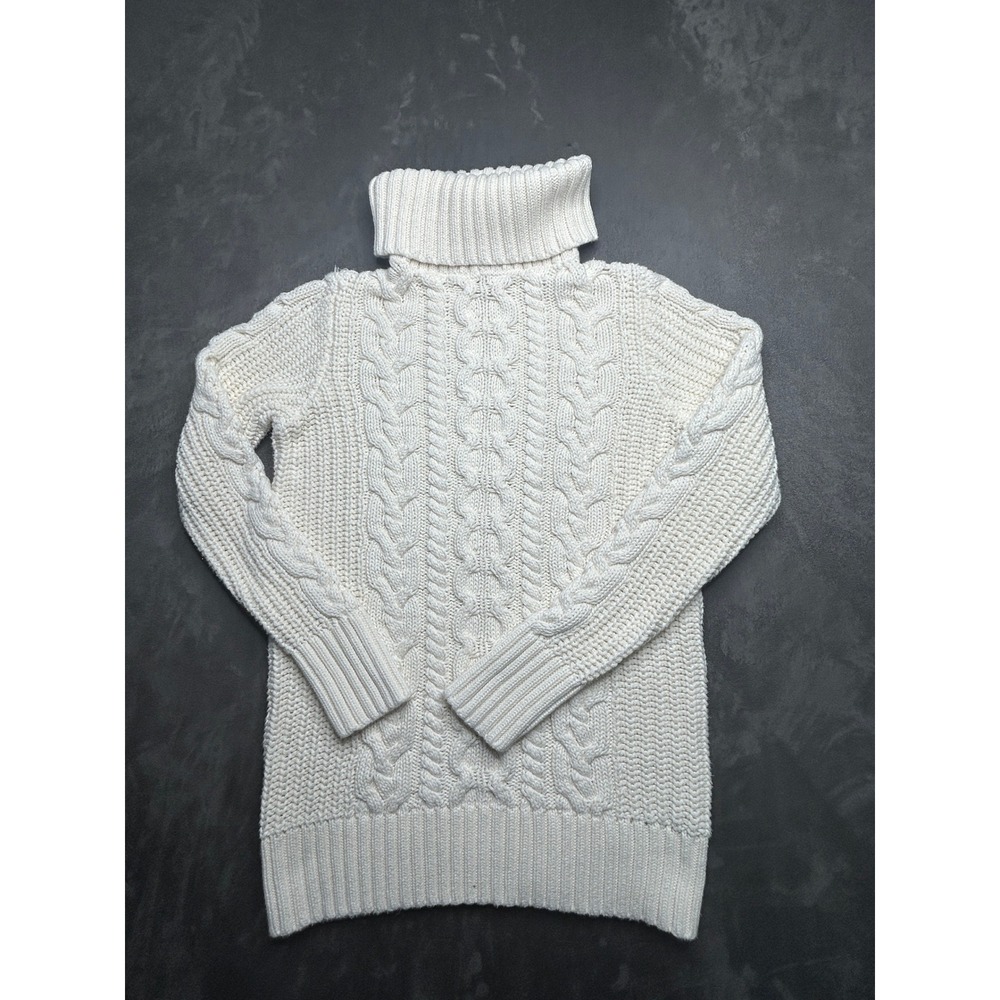 Gap Turtleneck Sweater Womens Small Cream Cable Knit Cotton Long Sleeve 7882